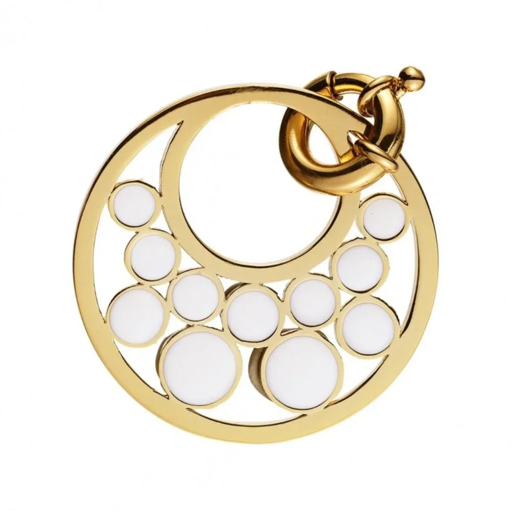 Dyrberg/Kern Idoya large off white enamel and gold pendant - Picture 4 of 4